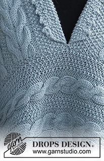 Indiekimono / DROPS 215-40 - Poncho a punto en DROPS Nepal. La labor está realizada con trenzas y punto arroz. Talla: S - XXXL