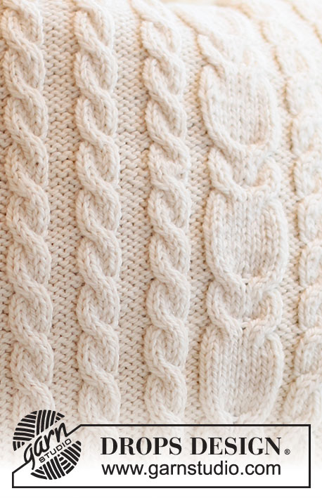 Fisher’s Moon Pillow / DROPS 215-45 - Knitted cushion cover with cables in DROPS Nepal.