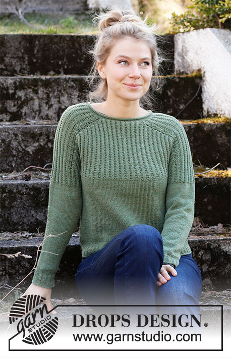 Lucky Clover Sweater / DROPS 215-9 - Gebreide trui in DROPS BabyMerino. Het werk wordt van boven naar beneden gebreid, met zadelschouders en structuurpatroon. Maten S - XXXL.