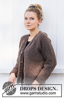 Autumn Pathways / DROPS 216-11 - Strikket jakke med raglan i DROPS Air. Arbeidet strikkes med V-hals og splitt i sidene. Størrelse S - XXXL.