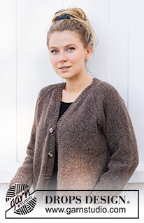 Autumn Pathways / DROPS 216-11 - Strikket jakke med raglan i DROPS Air. Arbeidet strikkes med V-hals og splitt i sidene. Størrelse S - XXXL.