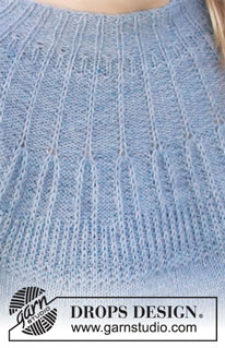 Scent of Rain / DROPS 216-15 - Knitted sweater in DROPS BabyMerino. Piece is knitted top down with round yoke and textured pattern on yoke. Size: S - XXXL