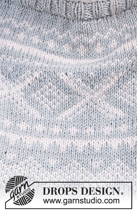 Heading Back Home / DROPS 216-18 - Gebreide trui in DROPS Cotton Merino of DROPS Daisy. Het werk wordt van boven naar beneden gebreid met raglan en Scandinavisch patroon op de pas. Maten S - XXXL.