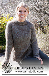 North Woods Sweater / DROPS 216-22 - Neulottu pusero DROPS Sky- ja DROPS Kid-Silk -langoista. Työssä on raglanlinjat ja sivuhalkiot. Koot S-XXXL.