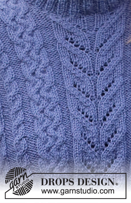 Cool Confidence / DROPS 216-25 - Strikket genser i DROPS Merino Extra Fine. Arbeidet strikkes med fletter, hullmønster, strukturmønster og høy hals. Størrelse S - XXXL.