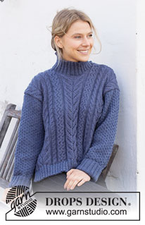 Cool Confidence / DROPS 216-25 - Strikket genser i DROPS Merino Extra Fine. Arbeidet strikkes med fletter, hullmønster, strukturmønster og høy hals. Størrelse S - XXXL.