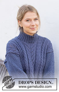 Cool Confidence / DROPS 216-25 - Strikket genser i DROPS Merino Extra Fine. Arbeidet strikkes med fletter, hullmønster, strukturmønster og høy hals. Størrelse S - XXXL.
