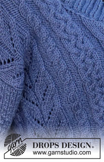 Cabled Concerto / DROPS 216-38 - Knitted jacket in DROPS Karisma. Piece is knitted with cables, lace pattern, textured pattern and V-neck. Size: S - XXXL