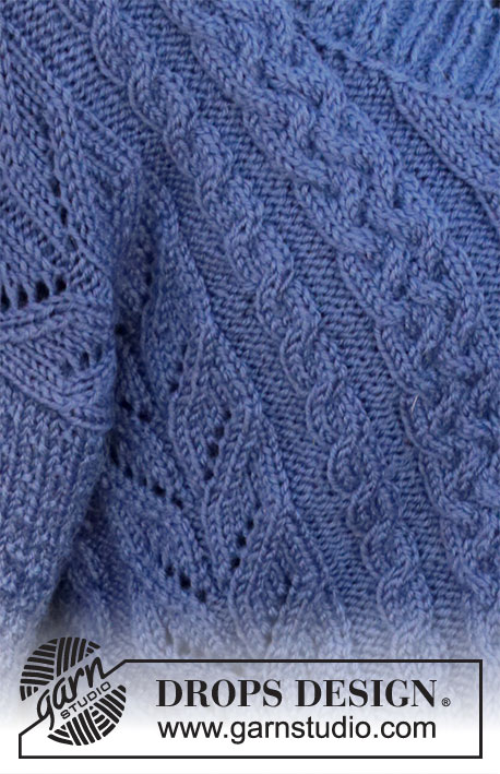 Cabled Concerto / DROPS 216-38 - Knitted jacket in DROPS Karisma. Piece is knitted with cables, lace pattern, textured pattern and V-neck. Size: S - XXXL