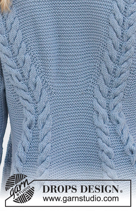 Icefall / DROPS 216-4 - Knitted jacket in DROPS Merino Extra Fine. The piece is worked top down with shawl collar, garter stitch, cables and A-shape. Sizes S - XXXL.