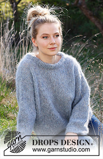 Rivers Rest Sweater / DROPS 216-41 - Stickad tröja i DROPS Melody. Arbetet stickas i slätstickning med dubbel halskant. Storlek S - XXXL.