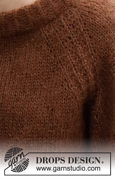 Almond Crush / DROPS 216-6 - Knitted jumper with raglan in 2 strands DROPS Kid-Silk. The piece is worked top down. Sizes S - XXXL.