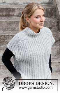 Easy Over / DROPS 217-13 - Strikket vest / slipover med patent i DROPS Air. Arbeidet strikkes ovenfra og ned. Størrelse XS - XXL.