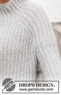 Slippery Slopes Sweater / DROPS 217-14 - Strikket bluse med patent i DROPS Air. Arbejdet strikkes med sadelskulder oppefra og ned. Størrelse XS - XXL.