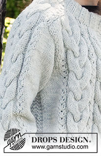 Columns of Valhalla Jacket / DROPS 217-16 - Knitted jacket in DROPS Alaska. The piece is worked with saddle shoulders, cables and split in the sides. Sizes S - XXXL.