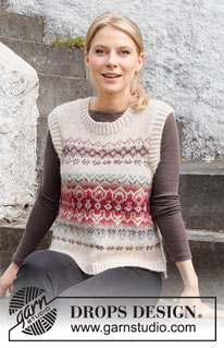 Mistletoe Muse Vest / DROPS 217-2 - Strikket vest / slipover i DROPS Air. Arbeidet strikkes med nordisk mønster. Størrelse S - XXXL.