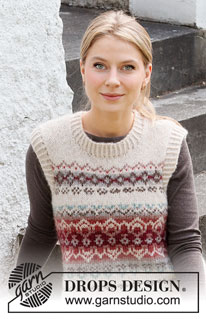 Mistletoe Muse Vest / DROPS 217-2 - Strikket vest / slipover i DROPS Air. Arbeidet strikkes med nordisk mønster. Størrelse S - XXXL.