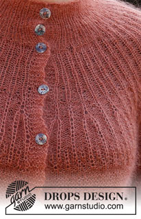 Autumn Days / DROPS 217-21 - Knitted jacket in DROPS Kid-Silk. The piece is worked top down with round yoke, textured pattern on the yoke and garter stitch on the body and sleeves. Sizes S - XXXL.