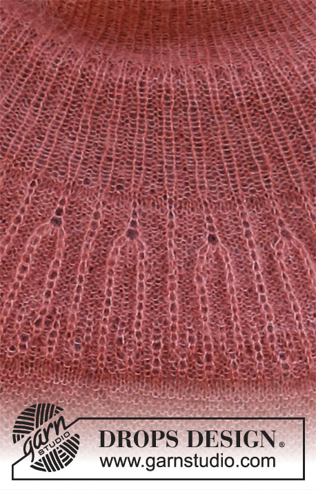 Autumn Days Jumper / DROPS 217-22 - Knitted jumper in DROPS Kid-Silk. The piece is worked top down with round yoke, textured pattern on the yoke and garter stitch on the body and sleeves. Sizes S - XXXL.