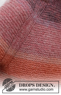 Sunsets Glow Jumper / DROPS 217-26 - Knitted jumper in DROPS Alpaca and DROPS Kid-Silk. The piece is worked top down with folded neck edge, raglan, garter stitch and stripes. Sizes S - XXXL.