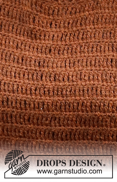 Rustic Rust / DROPS 217-28 - Crocheted jumper in DROPS Sky. Piece is crocheted top down. Size: S - XXXL