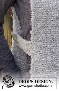 Avalon Tunic / DROPS 217-35 - Strikket slipover / vest i DROPS Alpaca Bouclé. Arbejdet strikkes med høj hals og åbning i siderne. Størrelse S- XXXL