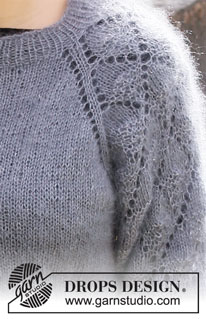 Music of Thunder / DROPS 217-36 - Knitted jacket in 2 strands DROPS Kid-Silk. The piece is worked top down with raglan and lace pattern. Sizes S - XXXL.