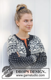 Winter's Night Enchantment Jacket / DROPS 217-9 - Knitted jacket in DROPS Karisma. Piece knitted top down with round yoke and Nordic pattern. Size: S - XXXL