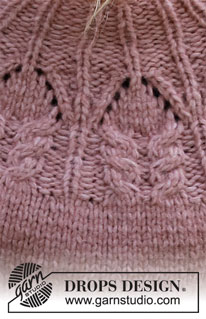 Harvest Queen / DROPS 218-1 - Knitted jumper in 2 strands DROPS Air or 1 strand Snow or 1 strand DROPS Wish. The piece is worked top down with round yoke, lace pattern and cables. Sizes XS - XXL.