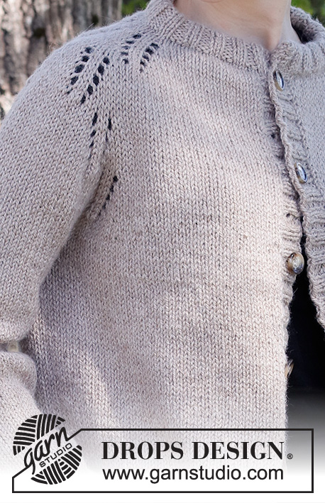 Country Life Cardigan / DROPS 218-13 - Ylhäältä alas neulottu jakku DROPS Nepal-langasta. Työssä on satulaolkapäät ja pitsineuletta. Koot S-XXXL.