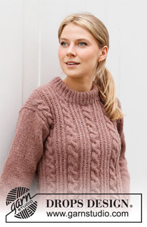 Rippling Roses / DROPS 218-15 - Strikket bluse med snoninger og patentmasker i DROPS Air. Størrelse S – XXXL.