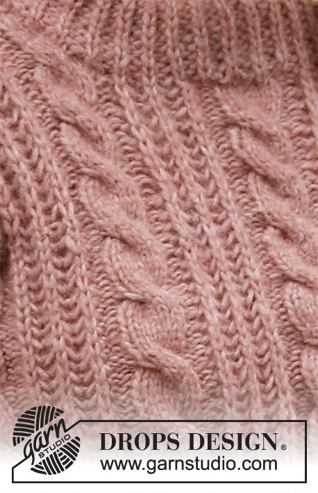 Rippling Roses / DROPS 218-15 - Strikket bluse med snoninger og patentmasker i DROPS Air. Størrelse S – XXXL.