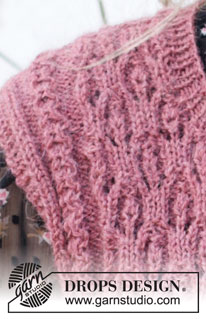 Raspberry Rose / DROPS 218-17 - Knitted vest / slipover in DROPS Alpaca. The piece is worked with lace pattern, small cables and round neck. Sizes S - XXXL.