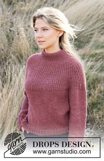 Abstract Rose / DROPS 218-27 - Knitted sweater with round yoke in DROPS Nepal. Piece is knitted top down with textured pattern and double neck edge. Size: S - XXXL