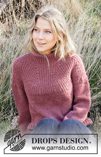 Abstract Rose / DROPS 218-27 - Knitted sweater with round yoke in DROPS Nepal. Piece is knitted top down with textured pattern and double neck edge. Size: S - XXXL