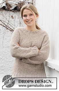 Casual Indulgence / DROPS 218-30 - Strikket genser i DROPS Alpaca Bouclé og DROPS Kid-Silk. Arbeidet strikkes ovenfra og ned med rundfelling. Størrelse S - XXXL.
