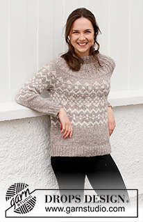 Nordic Trails Sweater / DROPS 218-9 - Strikket genser i DROPS Air. Arbeidet strikkes ovenfra og ned med rundfelling, vrangbord og nordisk mønster. Størrelse S - XXXL.