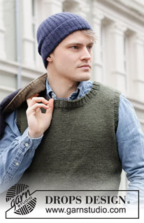 Georgetown Vest / DROPS 219-1 - Knitted vest / slipover for men in DROPS Karisma or DROPS Soft Tweed. The piece is worked top down with round neck and ribbed edges. Sizes S - XXXL.
