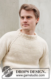 Budding Warmup / DROPS 219-10 - Gestrickter Pullover für Herren mit Raglan in DROPS Alaska. Die Arbeit wird von oben nach unten mit Strukturmuster und glatt rechts gestrickt. Größe S - XXXL.