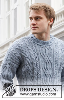 Crisp Air / DROPS 219-12 - Strikket bluse med snoninger til herre i DROPS Nepal. Størrelse S - XXXL.