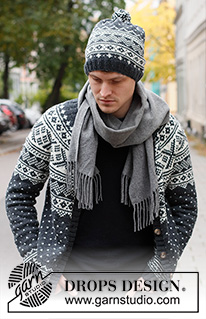 Winter's Night Enchantment Jacket / DROPS 219-13 - Strikket jakke til herre i DROPS Karisma. Arbejdet strikkes oppefra og ned med rundt bærestykke og nordisk mønster. Størrelse S - XXXL.