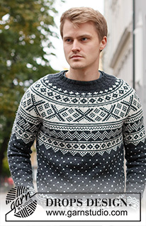 Winter's Night Enchantment / DROPS 219-15 - Strikket bluse til herre i DROPS Karisma. Arbejdet strikkes oppefra og ned med rundt bærestykke og nordisk mønster. Størrelse S - XXXL.