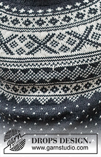 Winter's Night Enchantment / DROPS 219-15 - Strikket bluse til herre i DROPS Karisma. Arbejdet strikkes oppefra og ned med rundt bærestykke og nordisk mønster. Størrelse S - XXXL.