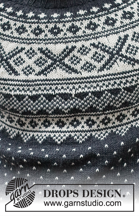 Winter's Night Enchantment / DROPS 219-15 - Strikket bluse til herre i DROPS Karisma. Arbejdet strikkes oppefra og ned med rundt bærestykke og nordisk mønster. Størrelse S - XXXL.