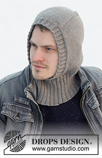 Uncharted Territory / DROPS 219-22 - Strikket balaclava / lue / hettelue til herre i DROPS Merino Extra Fine. Arbeidet strikkes ovenfra og ned i glattstrikk med kanter i vrangbord.