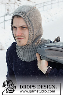 Uncharted Territory / DROPS 219-22 - Strikket balaclava / lue / hettelue til herre i DROPS Merino Extra Fine. Arbeidet strikkes ovenfra og ned i glattstrikk med kanter i vrangbord.