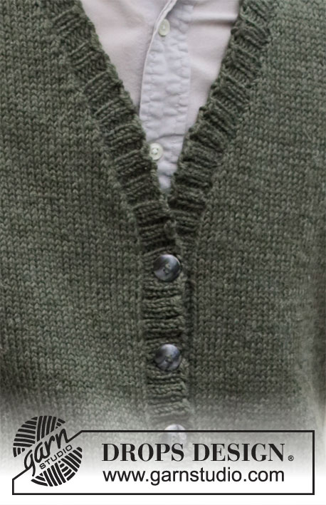 Boston Vest / DROPS 219-3 - DROPS Karisma või DROPS Soft Tweed lõngast ülevalt alla kootud V-kaelusega ja soonikoes ääristega meeste vest suurustele S kuni XXXL