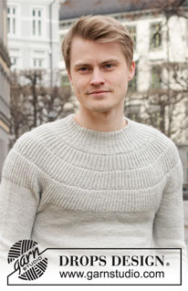 City Glow / DROPS 219-7 - Gebreide trui met ronde pas voor heren in DROPS Alpaca. Het werk wordt gebreid van boven naar beneden met Engelse patentsteek op de pas. Maat: S - XXXL