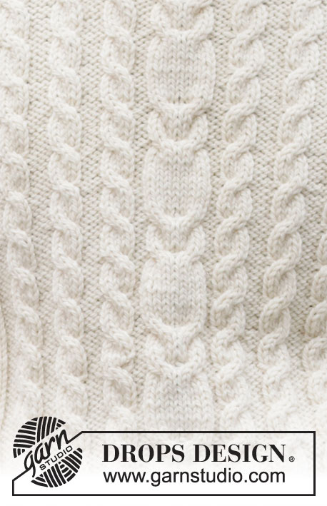 Fisher’s Moon / DROPS 219-9 - Strikket genser til herre med fletter i DROPS Alaska. Størrelse S - XXXL.
