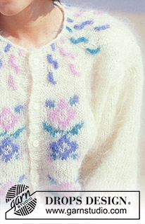 Splash of Spring / DROPS 22-14 - Knitted jacket with cables and flower pattern in DROPS Vienna or Melody.
